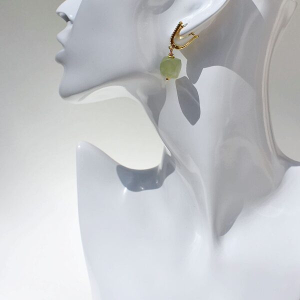 Green Jade Dangle Earrings 1/2" Drop - Image 8