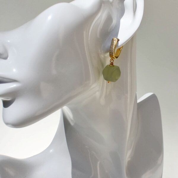 Green Jade Dangle Earrings 1/2" Drop - Image 9