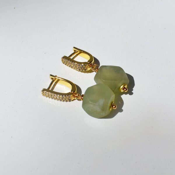 Green Jade Dangle Earrings 1/2" Drop - Image 5