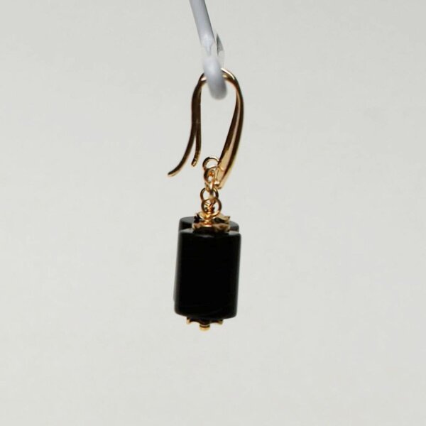 Black Agate Dangle Earrings 3/4" Drop - Image 3