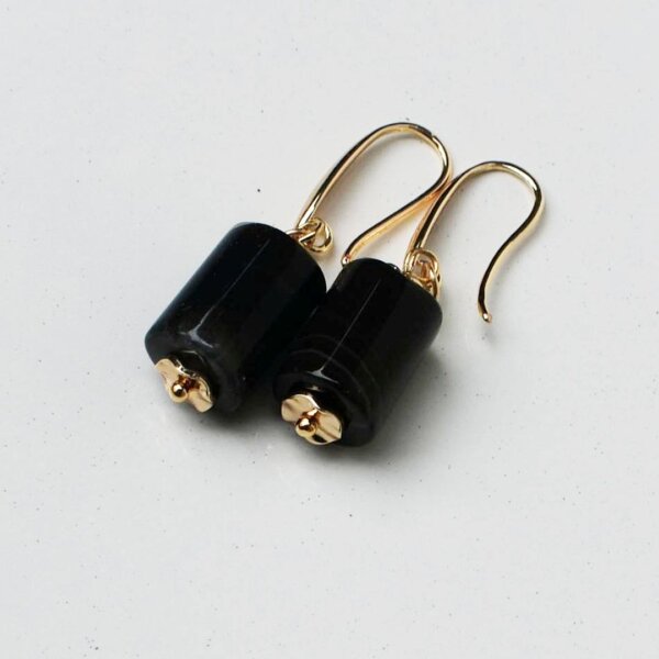 Black Agate Dangle Earrings 3/4" Drop - Image 6