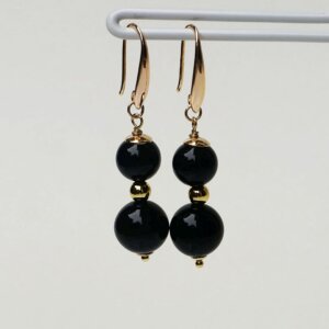 Black Agate Dangle Earrings 1" Drop