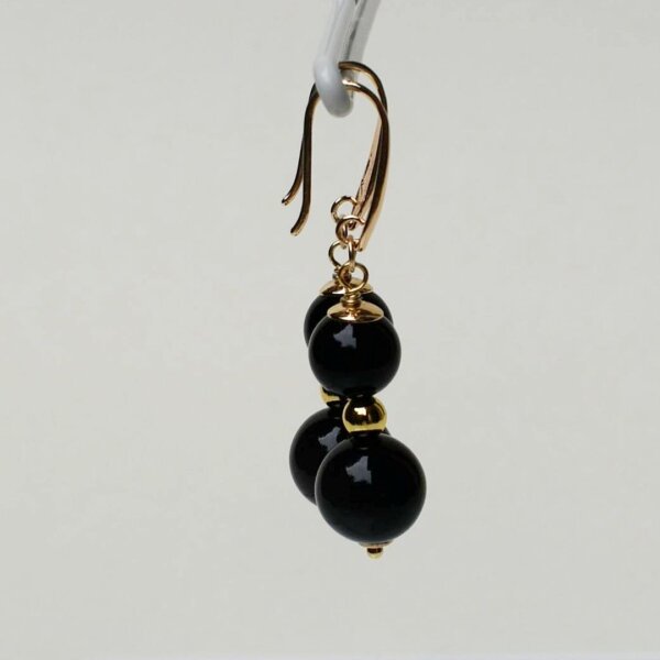 Black Agate Dangle Earrings 1" Drop - Image 3