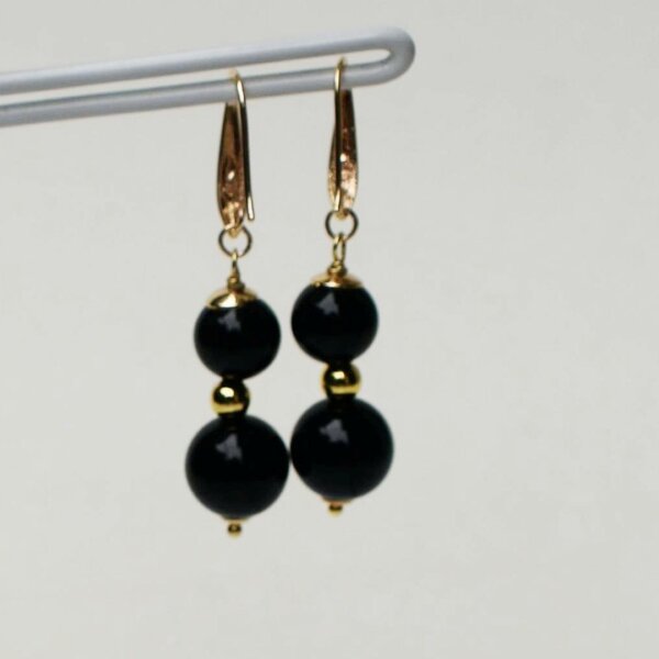 Black Agate Dangle Earrings 1" Drop - Image 5