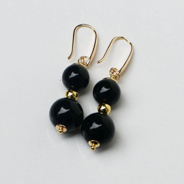 Black Agate Dangle Earrings 1" Drop - Image 7