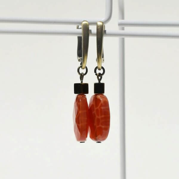 Fire Agate 3/4" Drop Earrings - Image 4