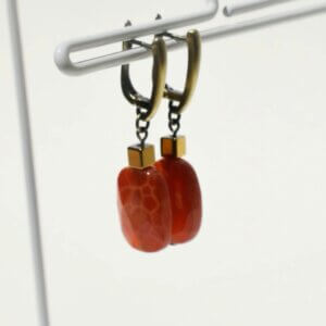 Fire Agate 3/4" Drop Earrings