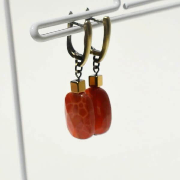 Fire Agate 3/4" Drop Earrings