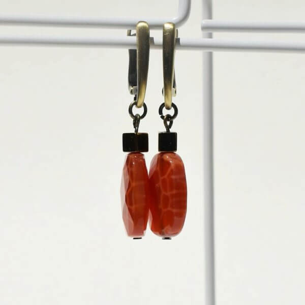 Fire Agate 3/4" Drop Earrings - Image 2