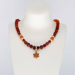Carnelian Agate Necklace with Pendant 18"