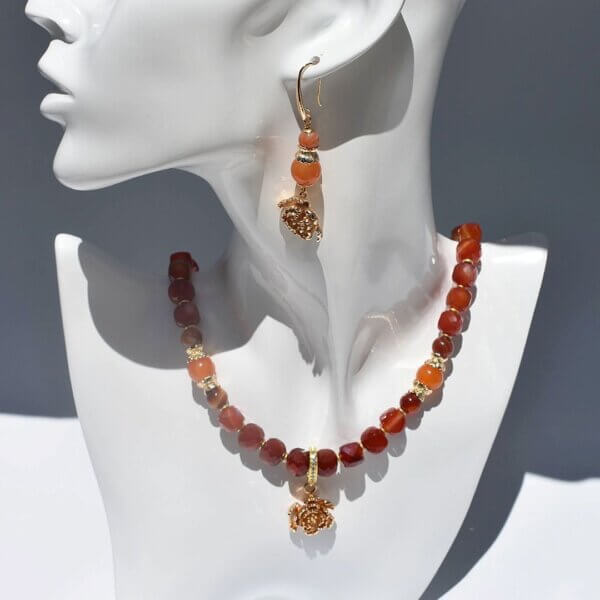 Carnelian Agate Necklace with Pendant 18" - Image 10