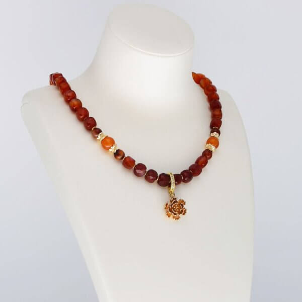 Carnelian Agate Necklace with Pendant 18" - Image 2
