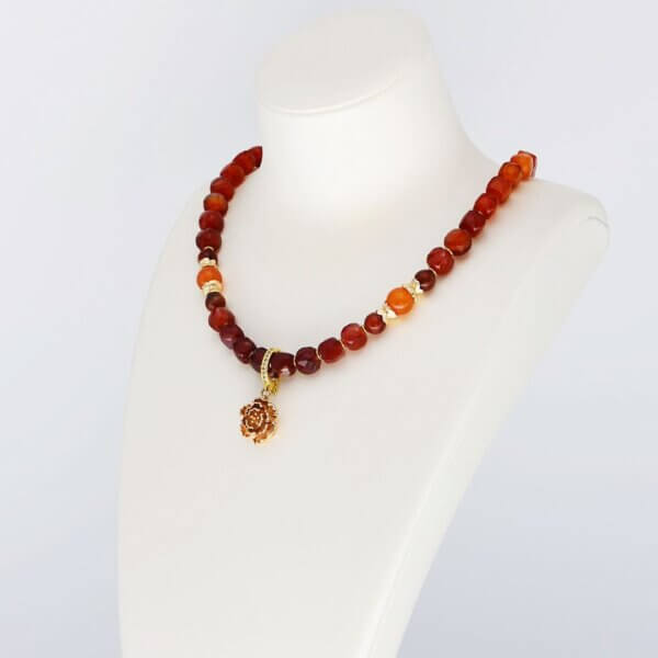 Carnelian Agate Necklace with Pendant 18" - Image 3