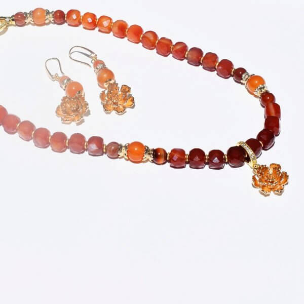 Carnelian Agate Necklace with Pendant 18" - Image 8